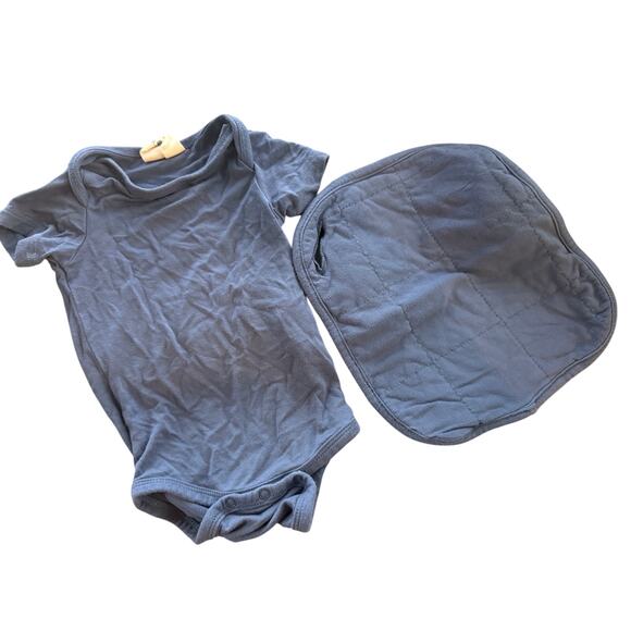 Kyte Baby Matching Bodysuit & Drool Square Slate Blue 0-3 Months Unisex - Picture 1 of 7